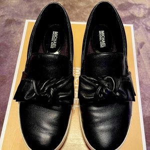 Women’s Michael Kors Willa Black Leather Slip Ons Slides